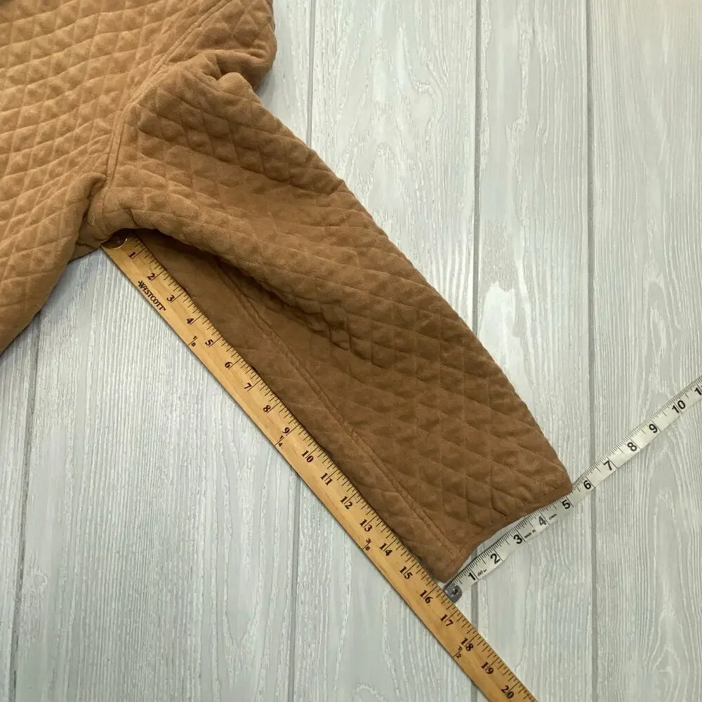 Fu Da New York Faux Suede Camel Brown Quilted Jacket Women's Size Large